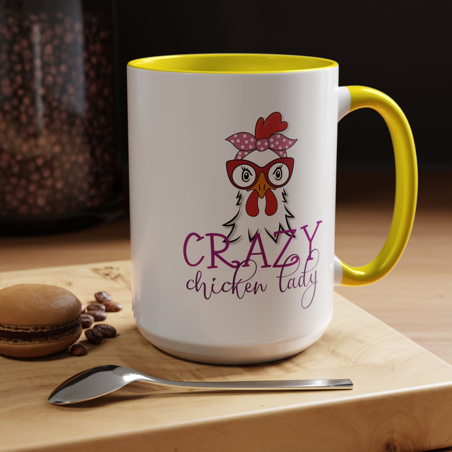 Crazy Chicken Lady Accent Coffee Mug | Funny Gift for Chicken Lovers, Farmhouse Décor | 11oz & 15oz (P-6077)