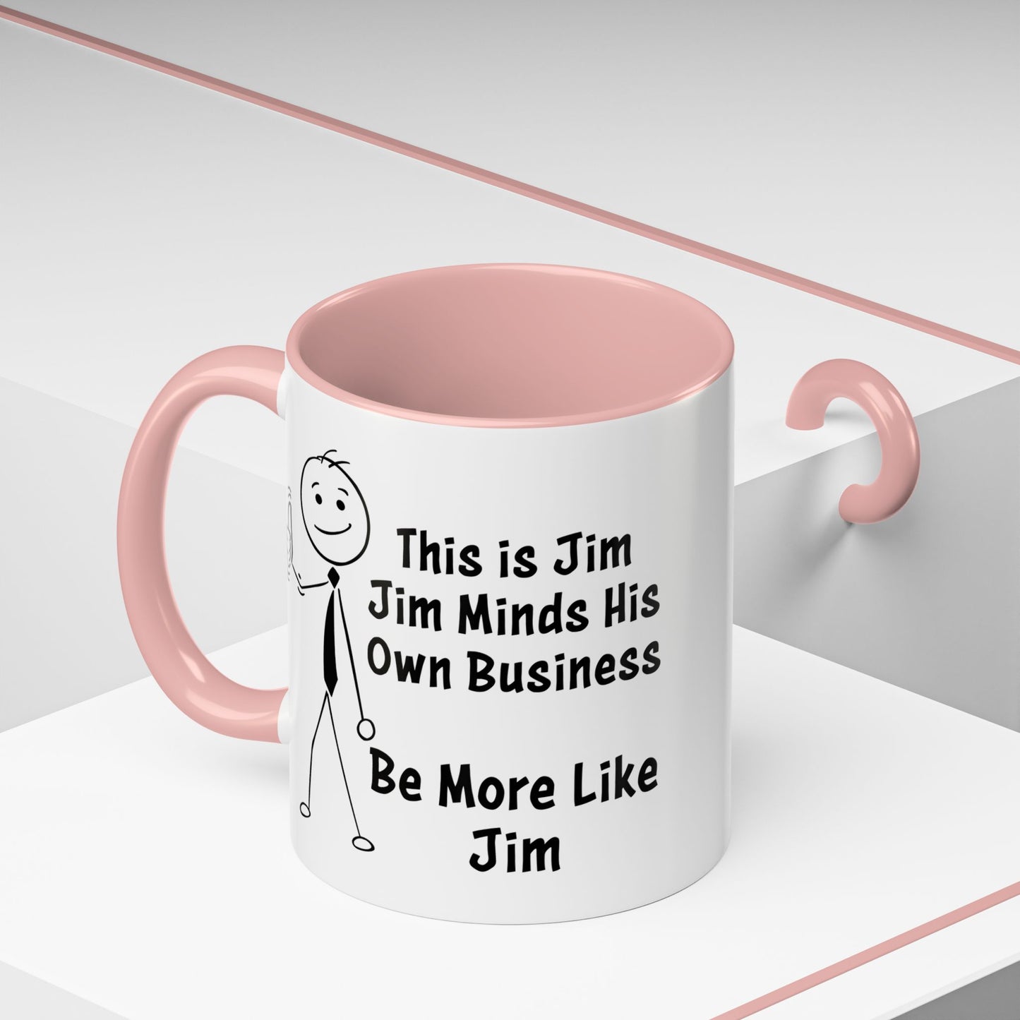 Funny Stick Figure "This is Jim" Accent Color Ceramic Mug | Snarky Humor Coffee Mug, Perfect for Home or Office Decor (P-6050)