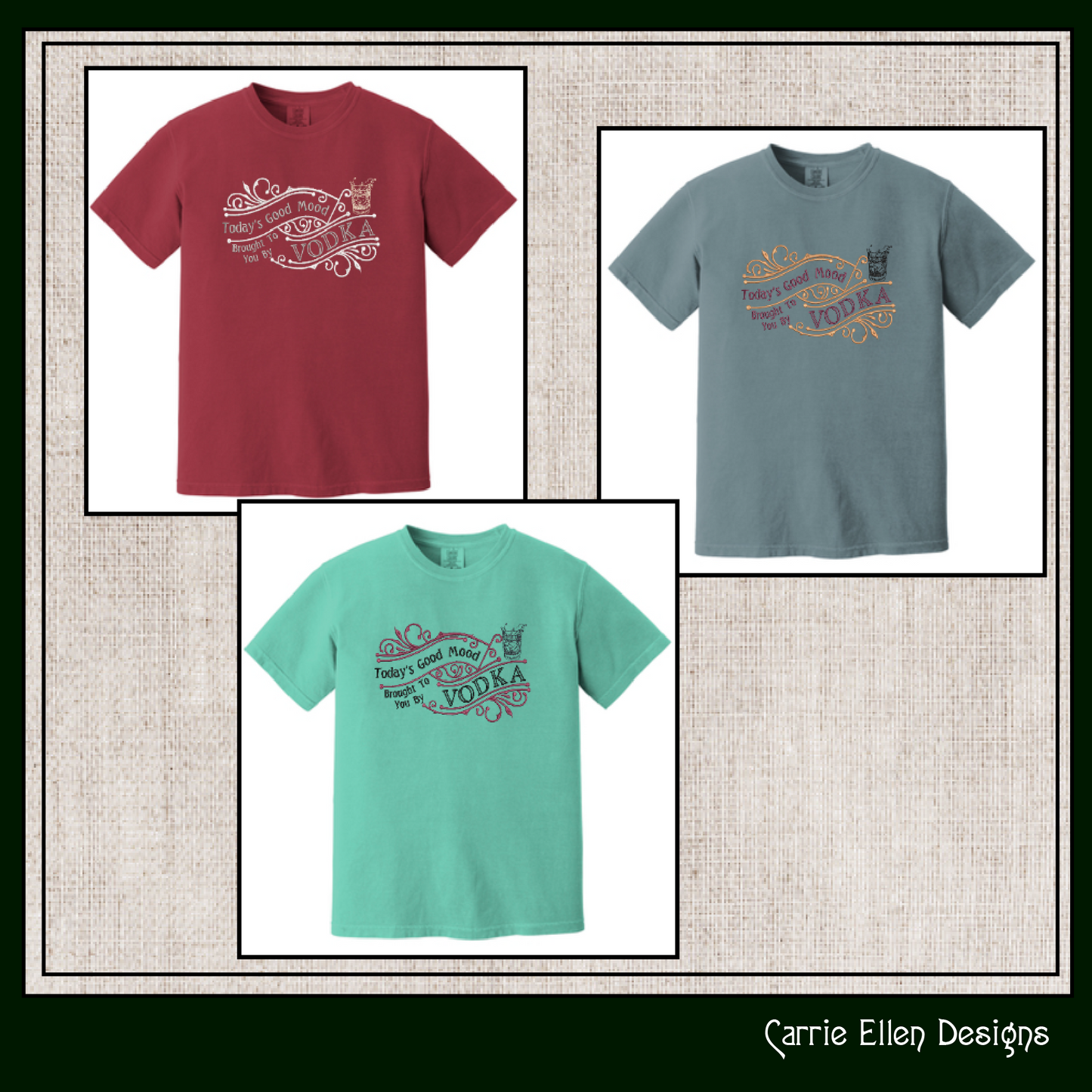 Today’s Good Mood Machine Embroidery Design | Brought to You by Vodka Funny Quote, Vintage Cynical Saying, 6 Sizes (1733)