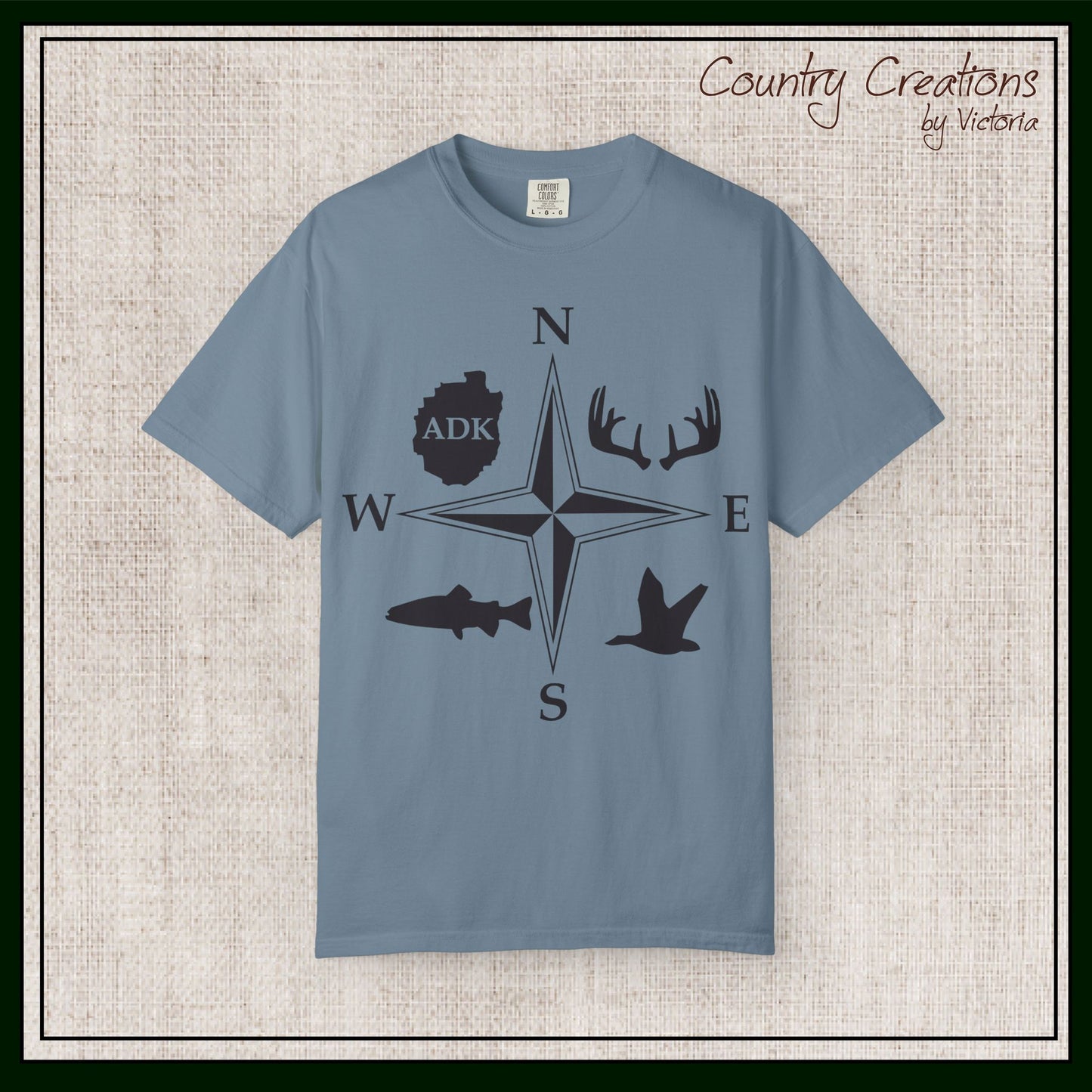 Adirondack Adventurers Compass Comfort Colors Short Sleeve Unisex T-Shirt - ADK Hunters Compass (P6027)