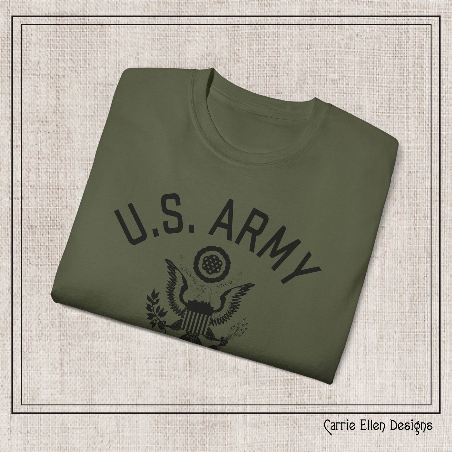US Army Fort Bragg Eagle Emblem T-Shirt – Vintage WWII U.S. Army Reproduction Unisex Ultra Cotton Tee (P-6039)