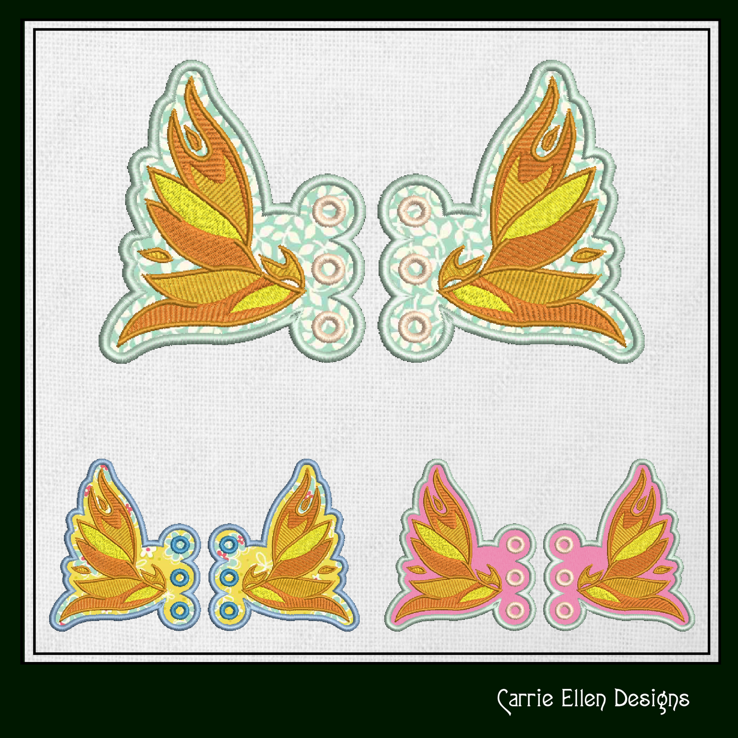 MLP Spitfire Shoe Wing Machine Embroidery Design – In The Hoop Phoenix Fairy Wing Shoelace Wings for Shoes and Boots – 4x4 & 5x7 Hoop (1769)