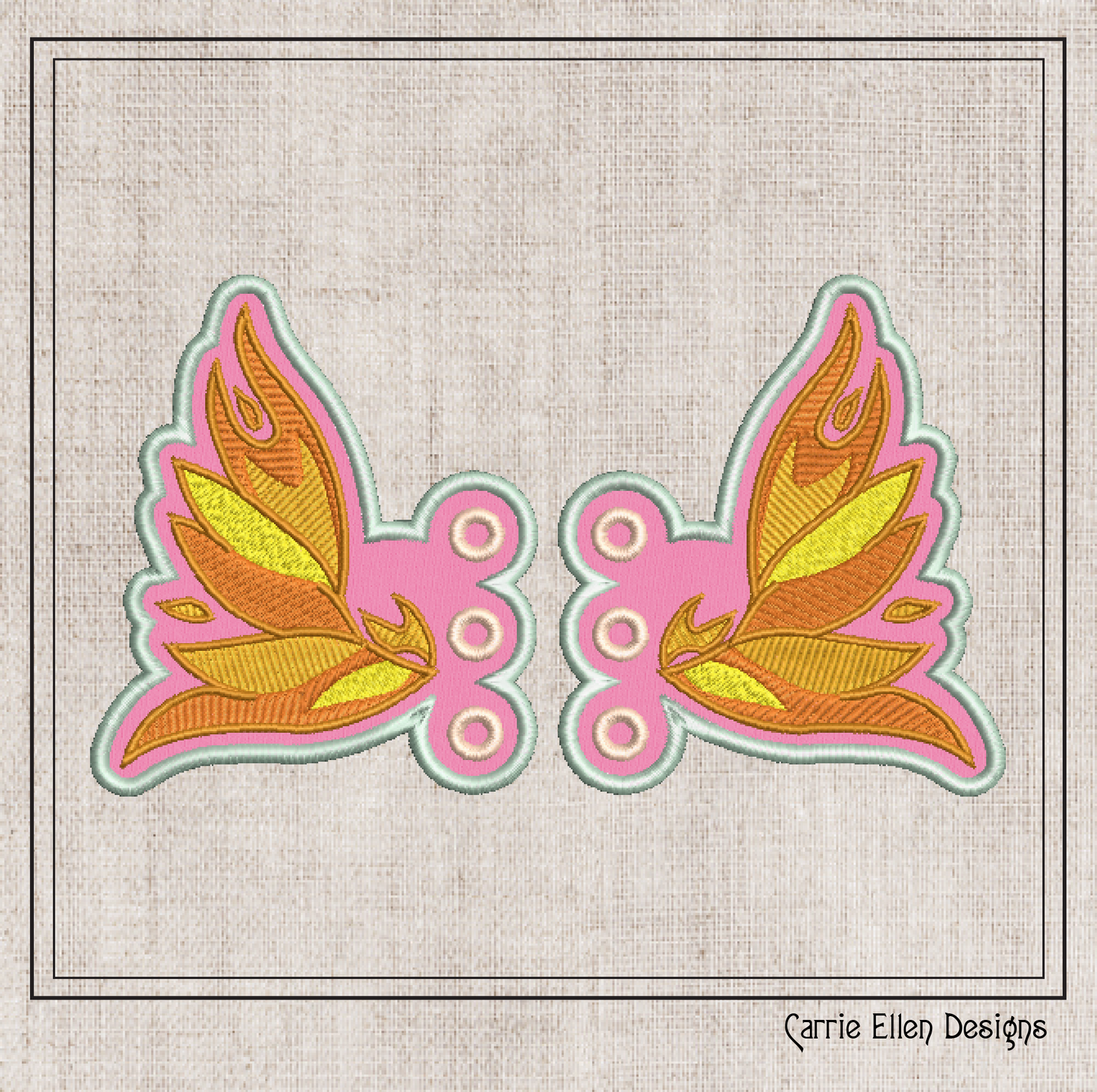 MLP Spitfire Shoe Wing Machine Embroidery Design – In The Hoop Phoenix Fairy Wing Shoelace Wings for Shoes and Boots – 4x4 & 5x7 Hoop (1769)