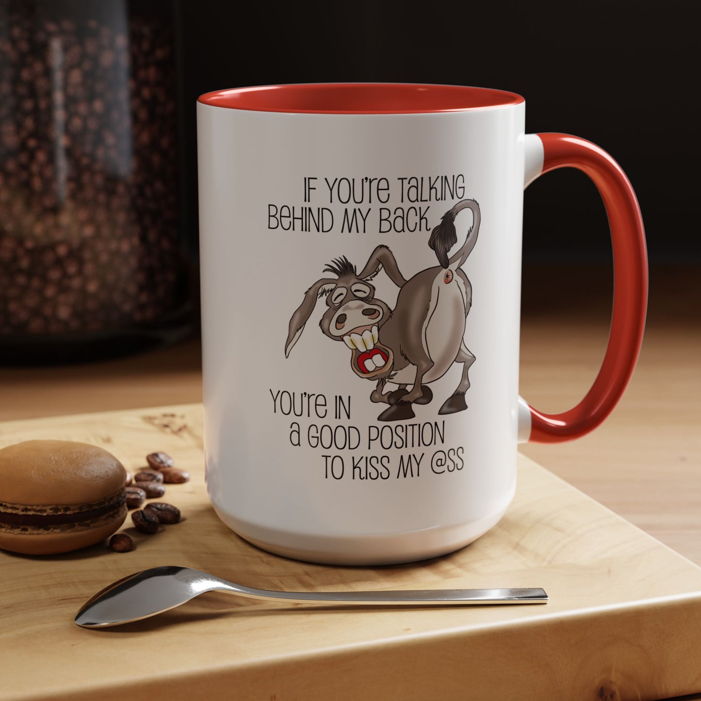 Snarky Donkey Kiss Ass Coffee Mug – Unique Ceramic Mug, 11oz & 15oz (P-6084)