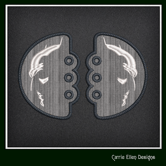 Bat Man-Inspired Shadow Profile Shoe Wing Machine Embroidery Design Shoe Wing Machine Embroidery Design – In The Hoop Shoelace Charms for Shoes and Boots – 4x4 & 5x7 Hoop (1772)