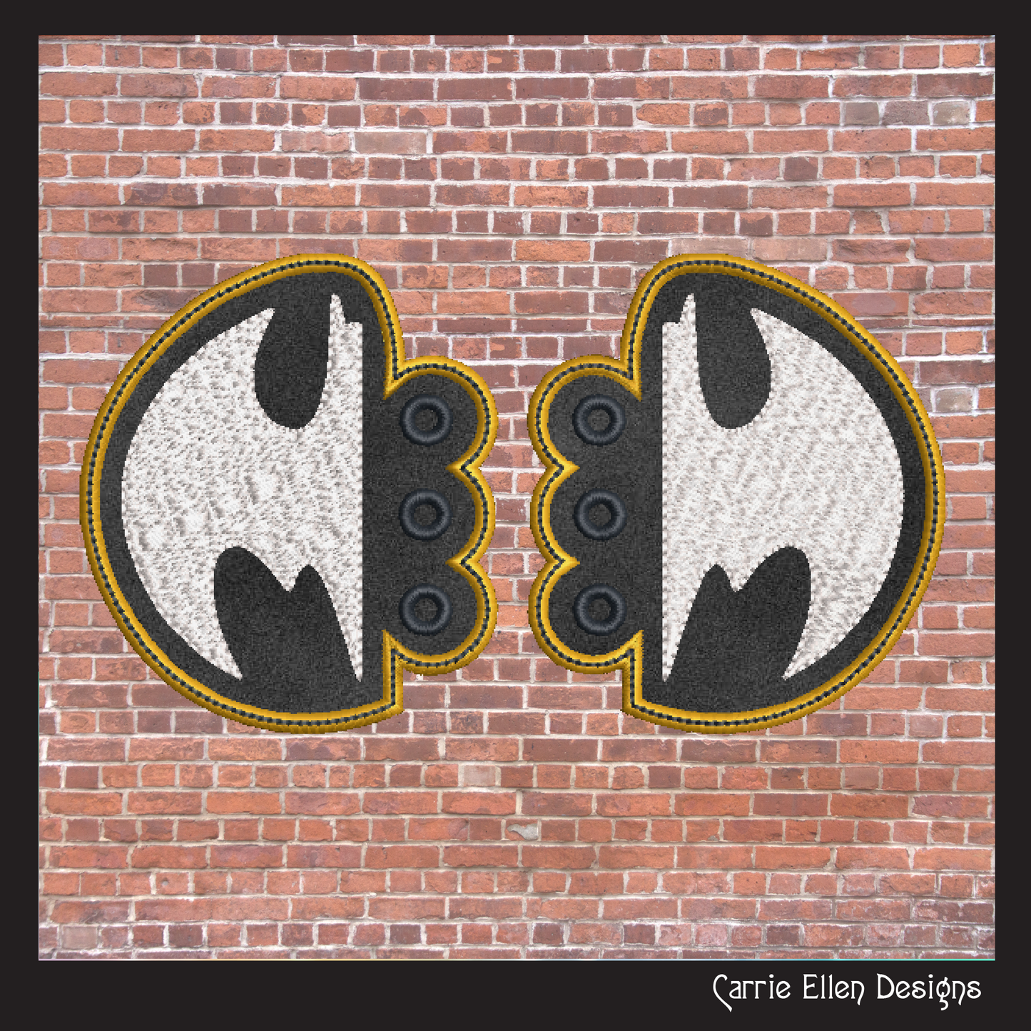 Superhero Inspired Logo Shoe Wing Machine Embroidery Design – In The Hoop Bat Man Logo Shoelace Charms for Shoes and Boots – 4x4 & 5x7 Hoop (1775)