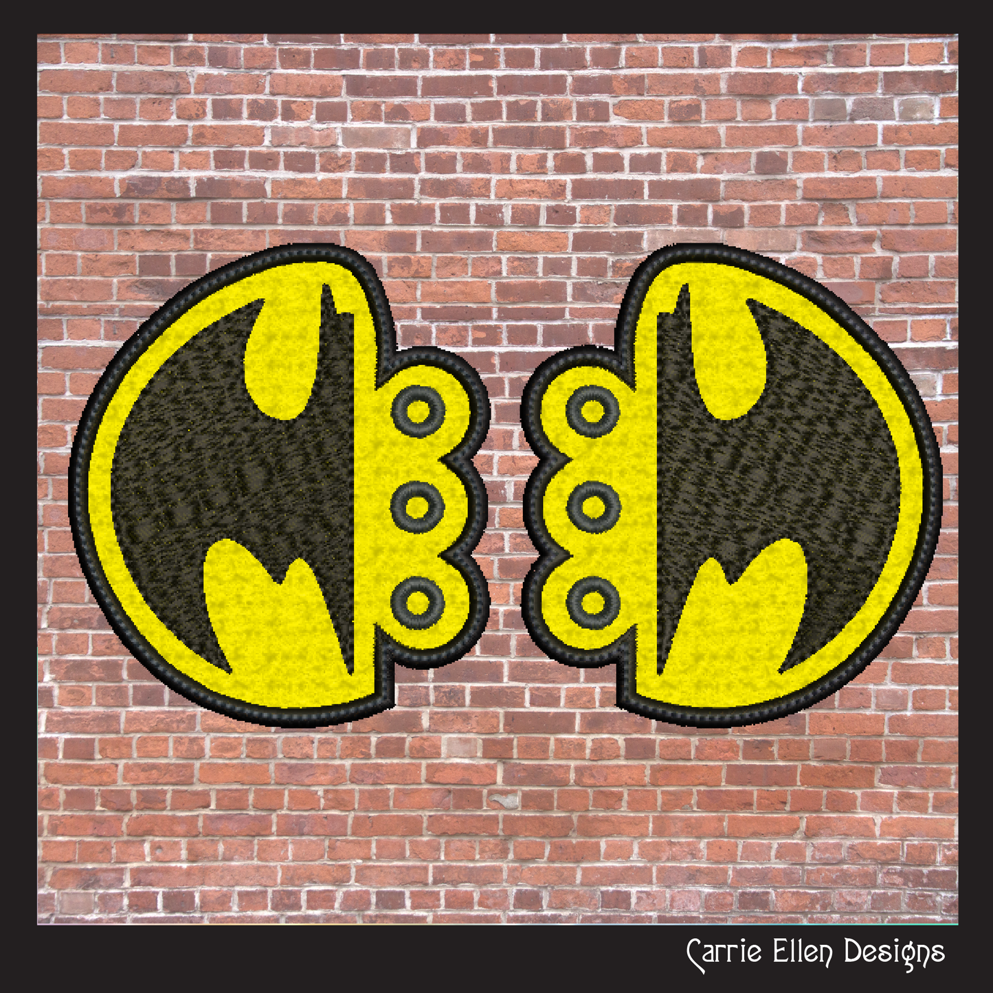 Superhero Inspired Logo Shoe Wing Machine Embroidery Design – In The Hoop Bat Man Logo Shoelace Charms for Shoes and Boots – 4x4 & 5x7 Hoop (1775)