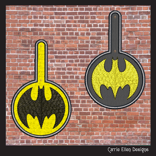 Batman Logo ITH Key Fob Machine Embroidery Design | Superhero Key Tag In-The-Hoop Project (1776)