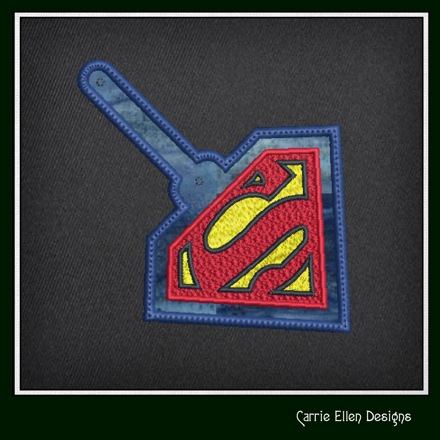 Superman Logo ITH Key Fob Machine Embroidery Design | Superhero Key Tag In-The-Hoop Project (1777)