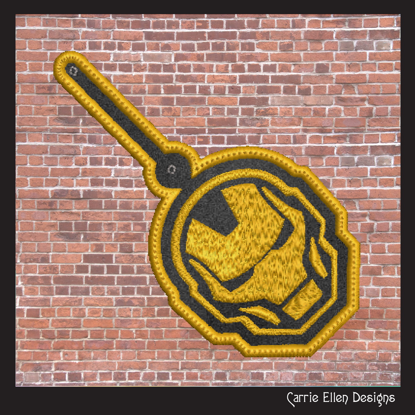 Ironman Mask Logo ITH Key Fob Machine Embroidery Design | Superhero Key Tag In-The-Hoop Project (1778)