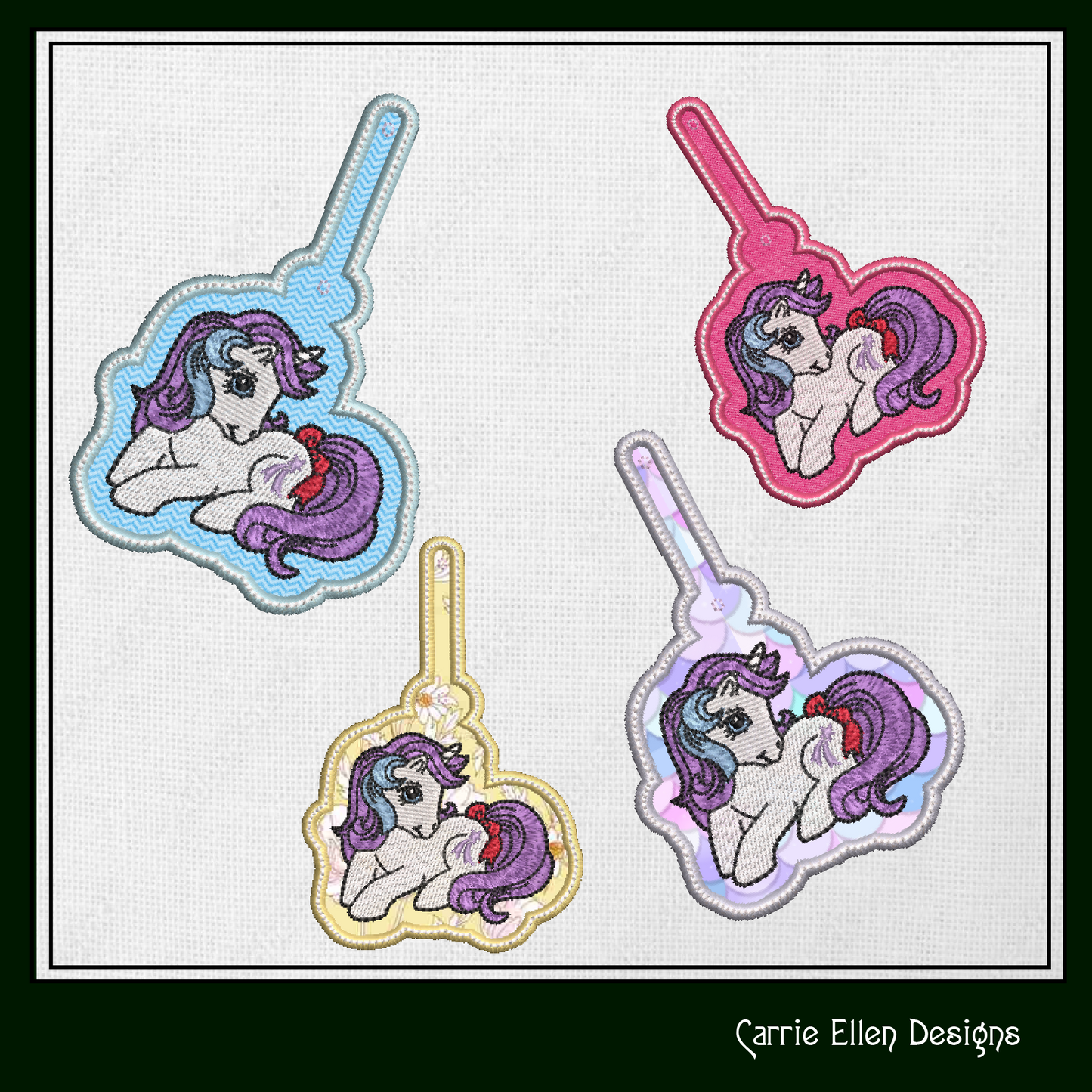 MLP Glory ITH Key Fob Machine Embroidery Design | My Little Pony In-The-Hoop Key Tag Project (1782)