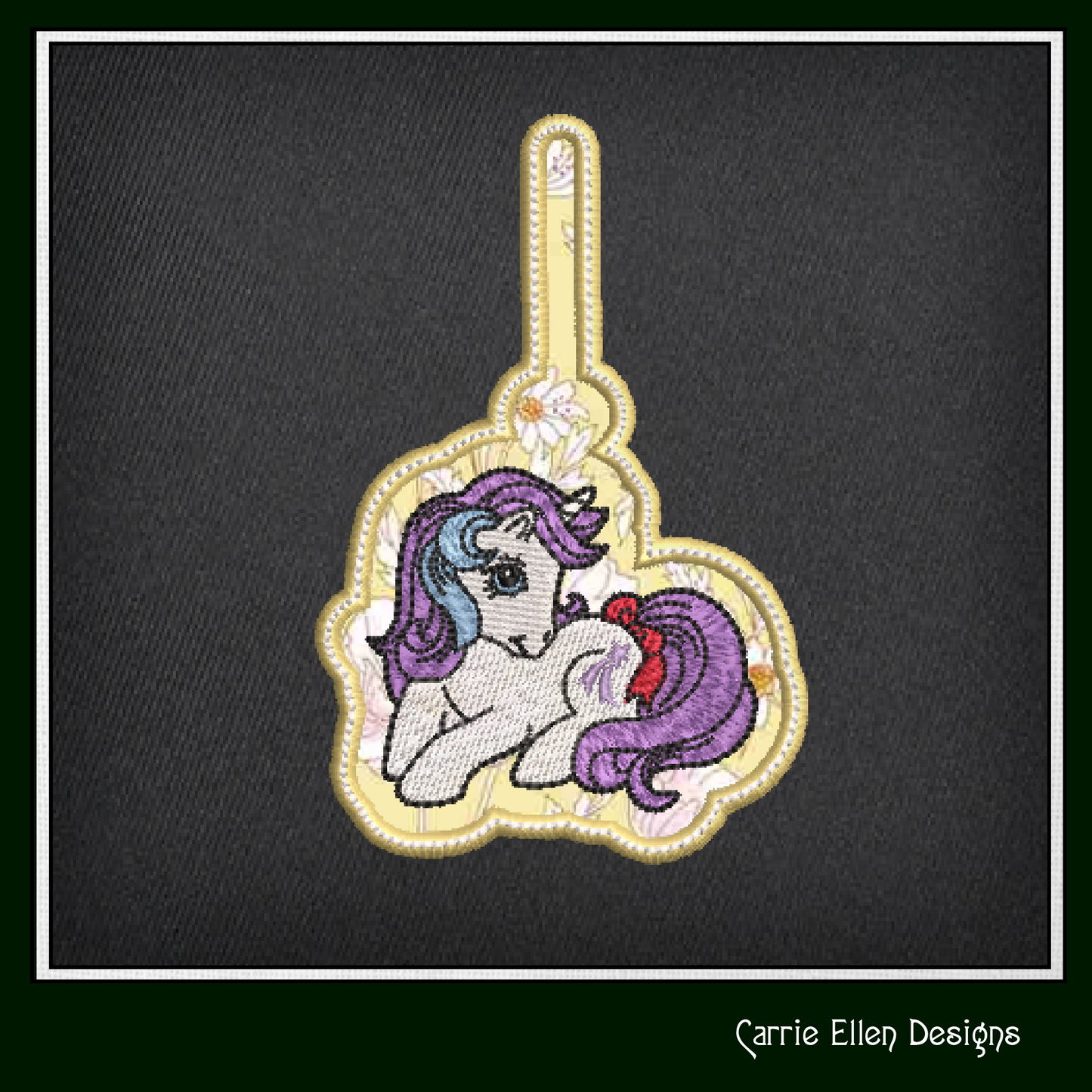 MLP Glory ITH Key Fob Machine Embroidery Design | My Little Pony In-The-Hoop Key Tag Project (1782)