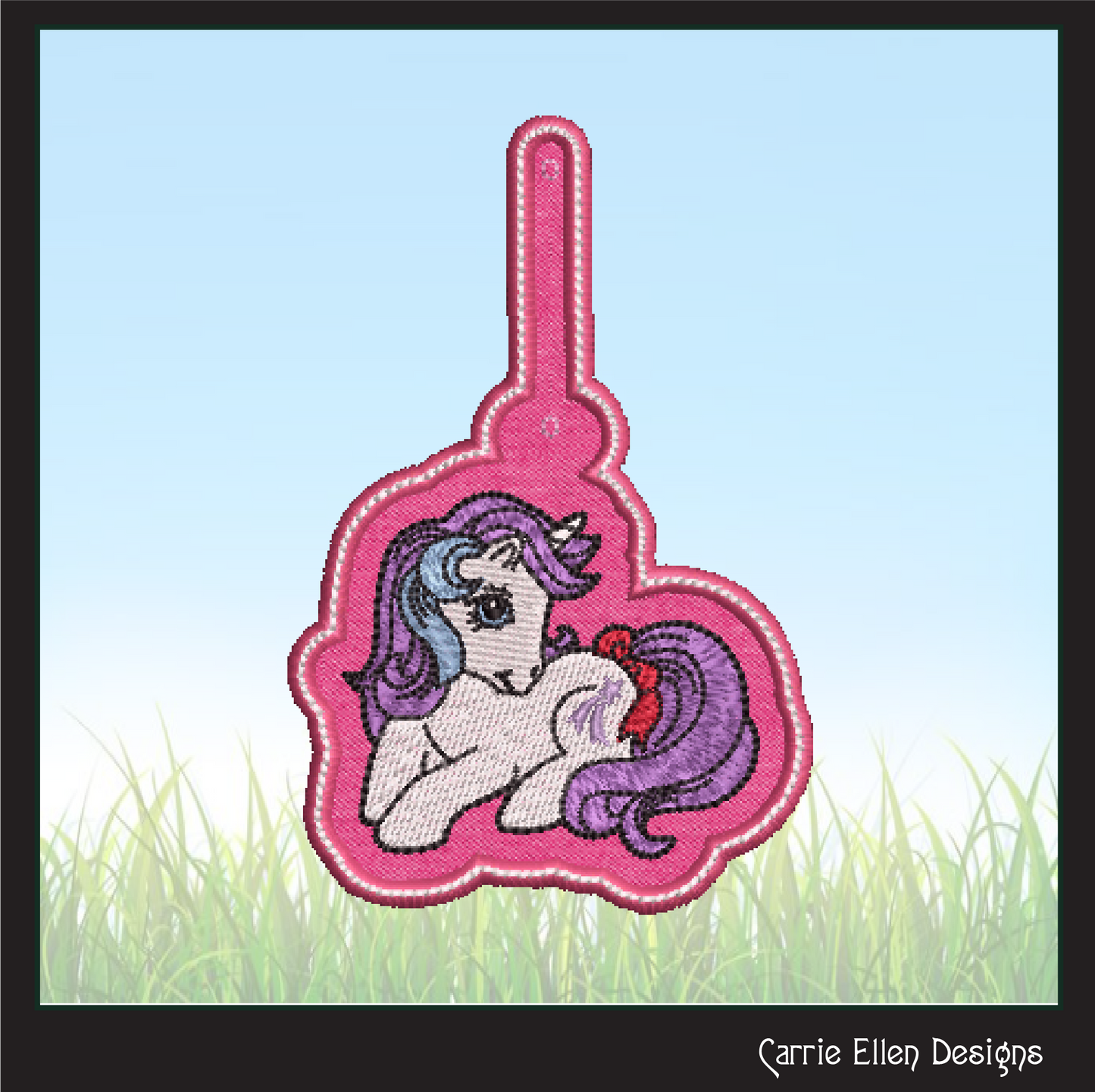 MLP Glory ITH Key Fob Machine Embroidery Design | My Little Pony In-The-Hoop Key Tag Project (1782)