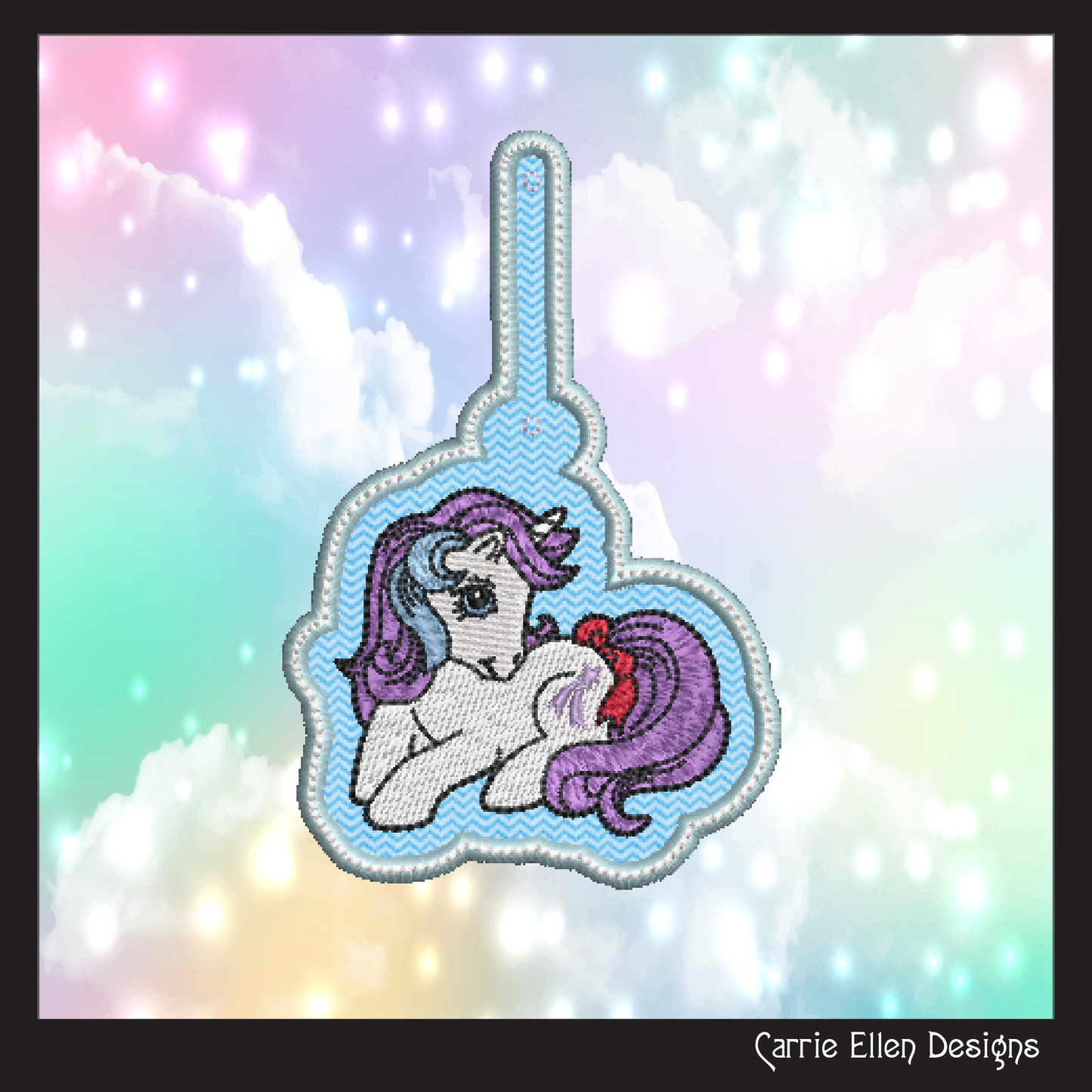 MLP Glory ITH Key Fob Machine Embroidery Design | My Little Pony In-The-Hoop Key Tag Project (1782)