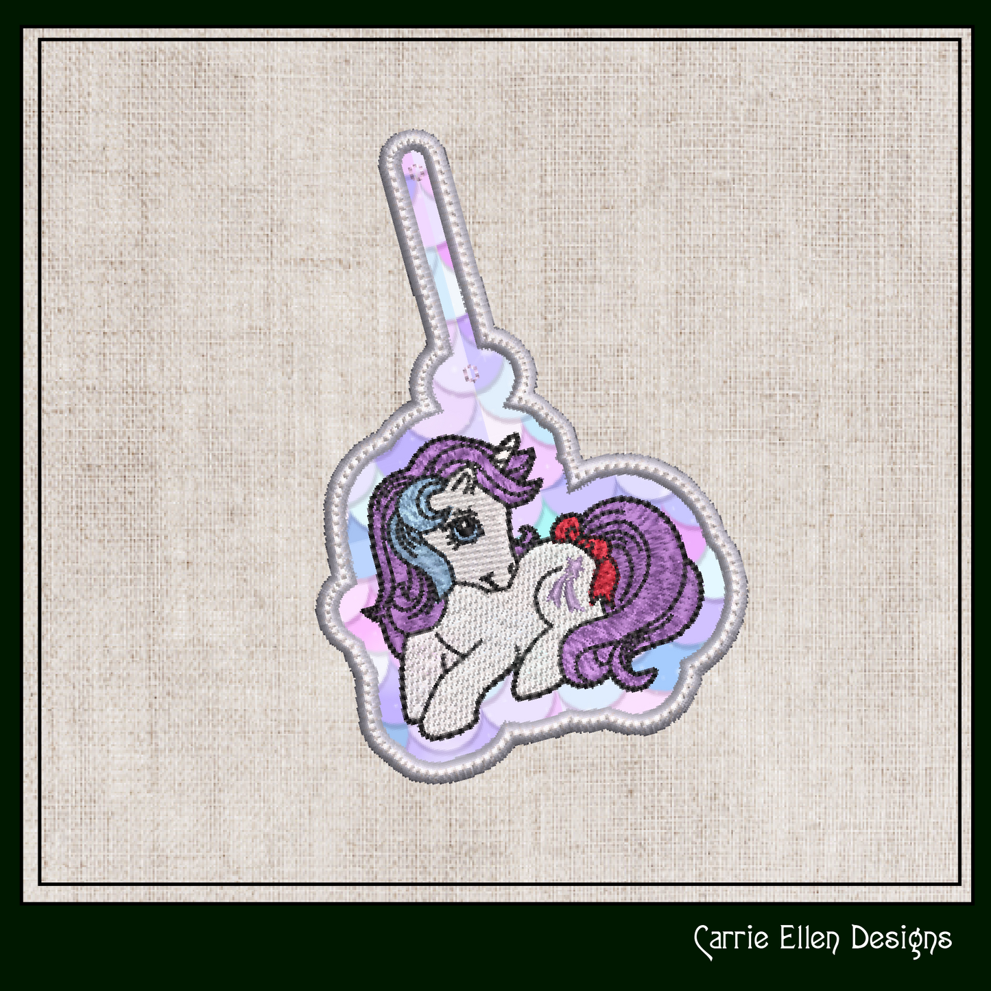 MLP Glory ITH Key Fob Machine Embroidery Design | My Little Pony In-The-Hoop Key Tag Project (1782)