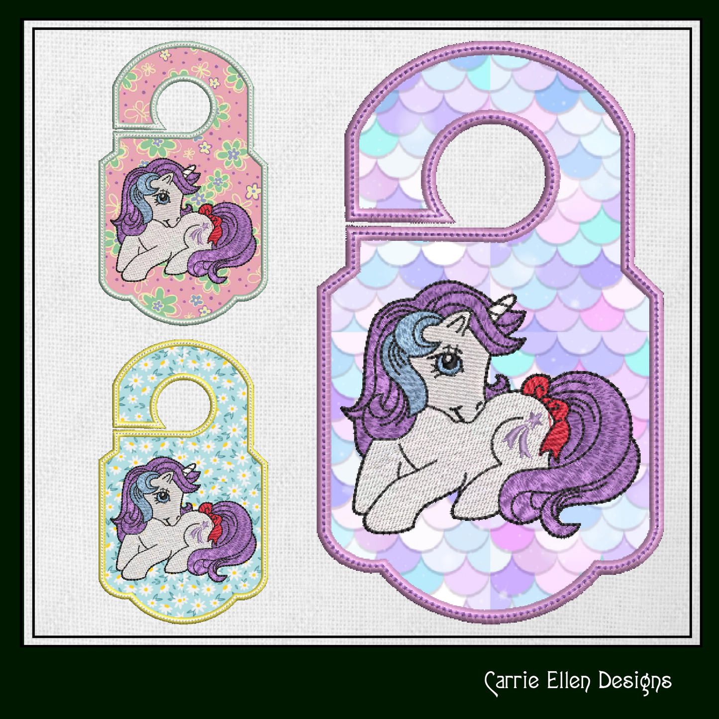 ITH MLP Glory Door Knob Hanger Machine Embroidery Design, Fan Favorite Unicorn In The Hoop Door Sign (1783)
