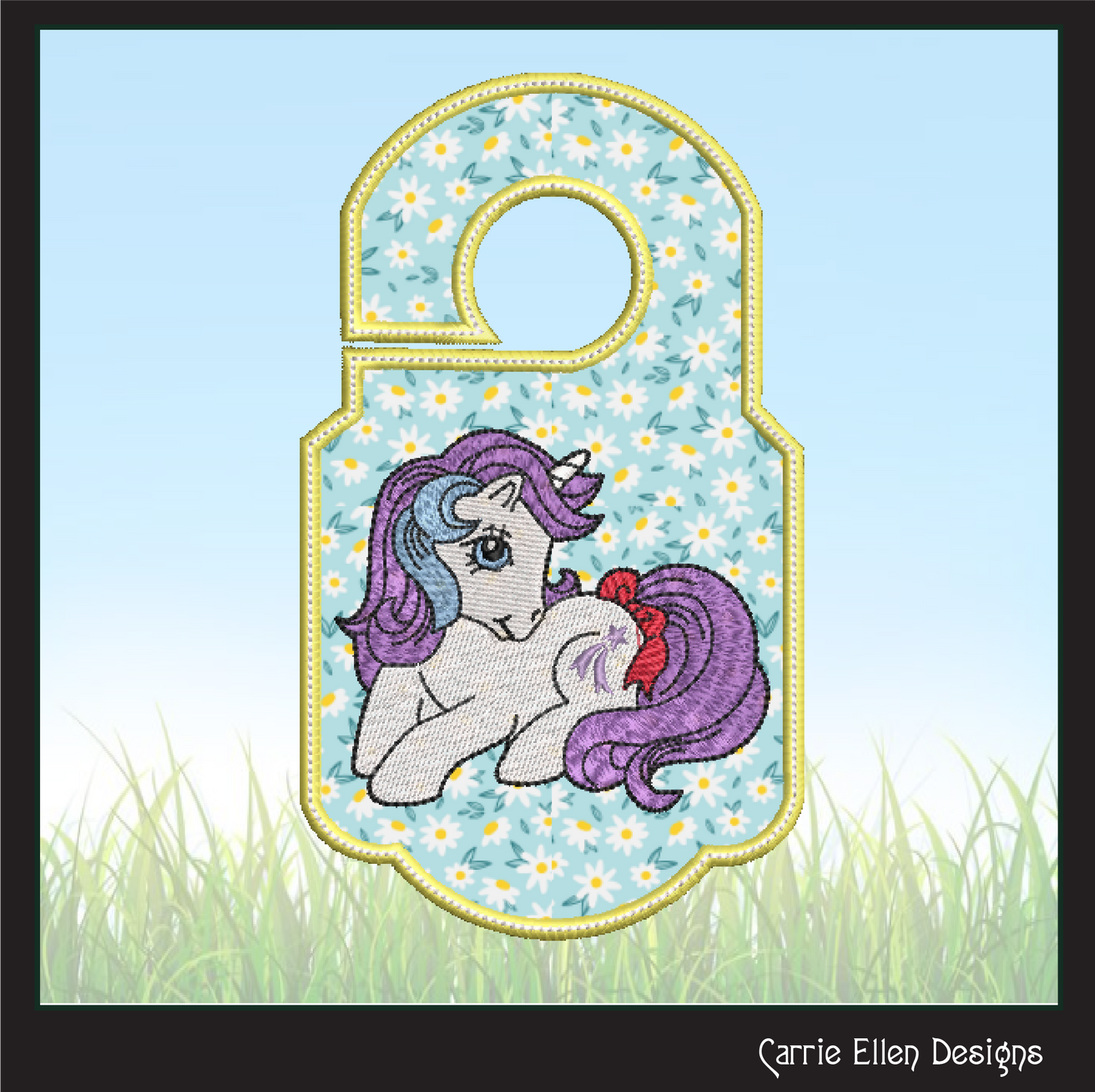 ITH MLP Glory Door Knob Hanger Machine Embroidery Design, Fan Favorite Unicorn In The Hoop Door Sign (1783)