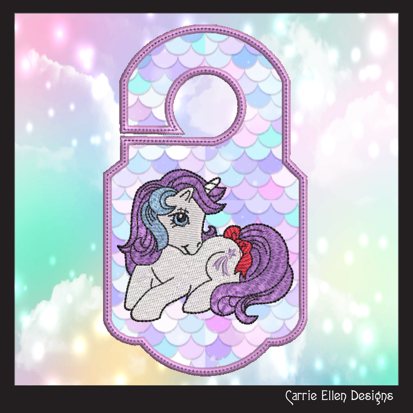 ITH MLP Glory Door Knob Hanger Machine Embroidery Design, Fan Favorite Unicorn In The Hoop Door Sign (1783)