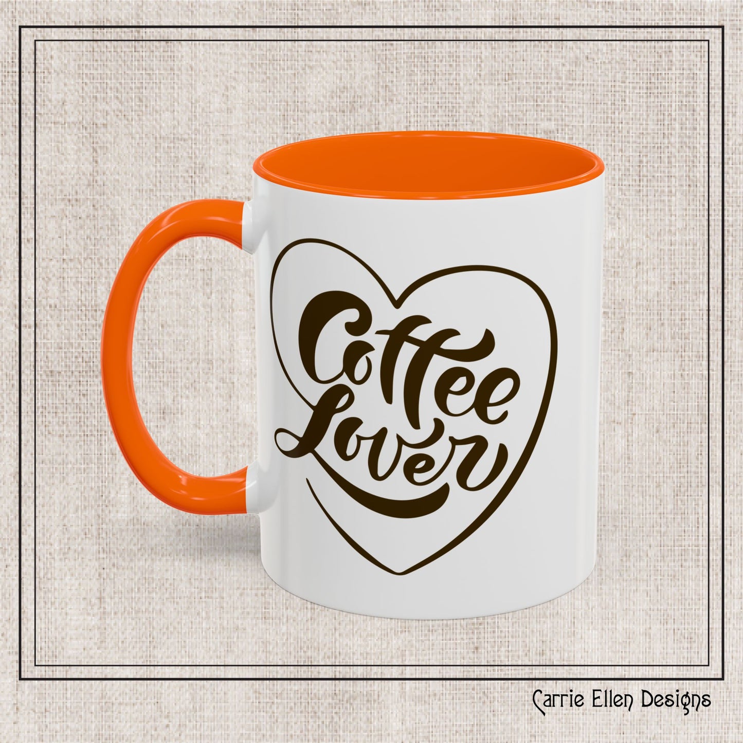 Coffee Lover Color Accent Ceramic Mug – Cute Printed Coffee Gift for Coffeeholics, Baristas, and Caffeine Addicts (P-6061)