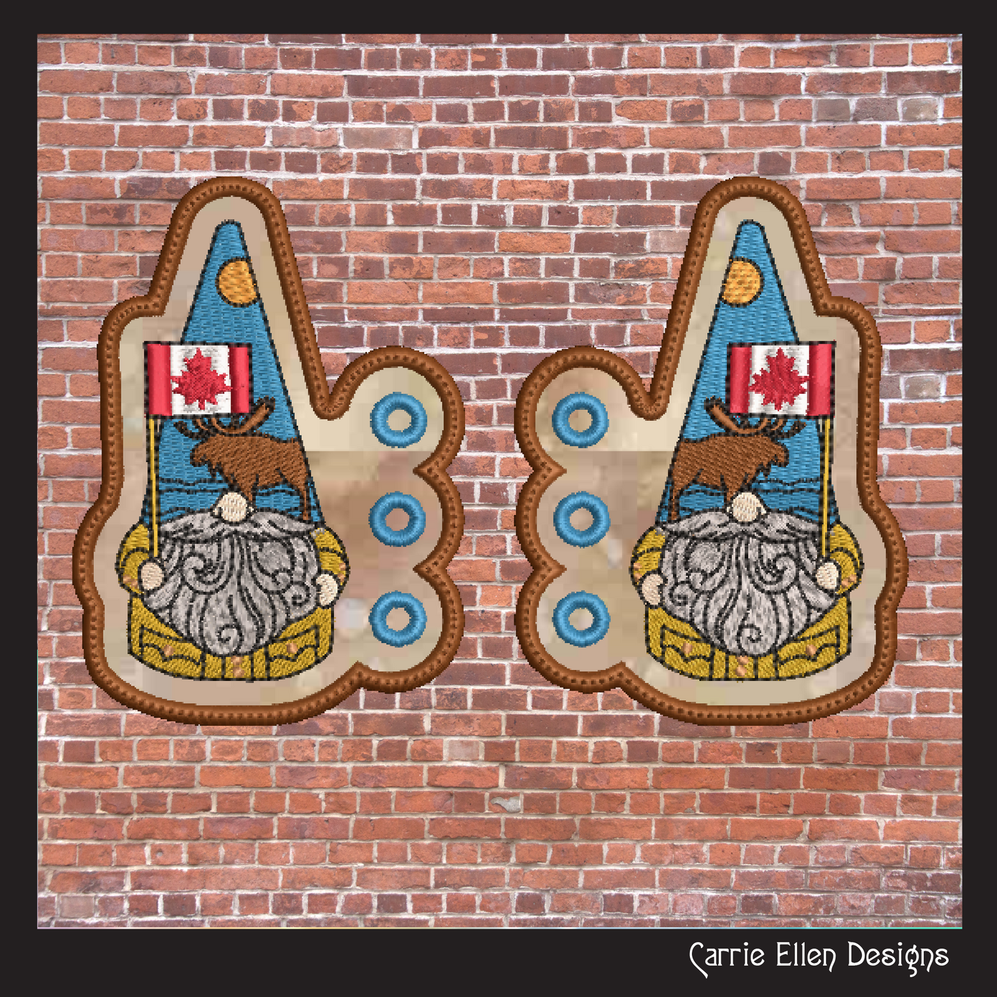 Canadian Gnome Shoe Wing ITH Embroidery Design – In The Hoop Gnome with Canada Flag Shoe Charms for Shoes and Boots (4x4 & 5x7 Hoop) (1791)