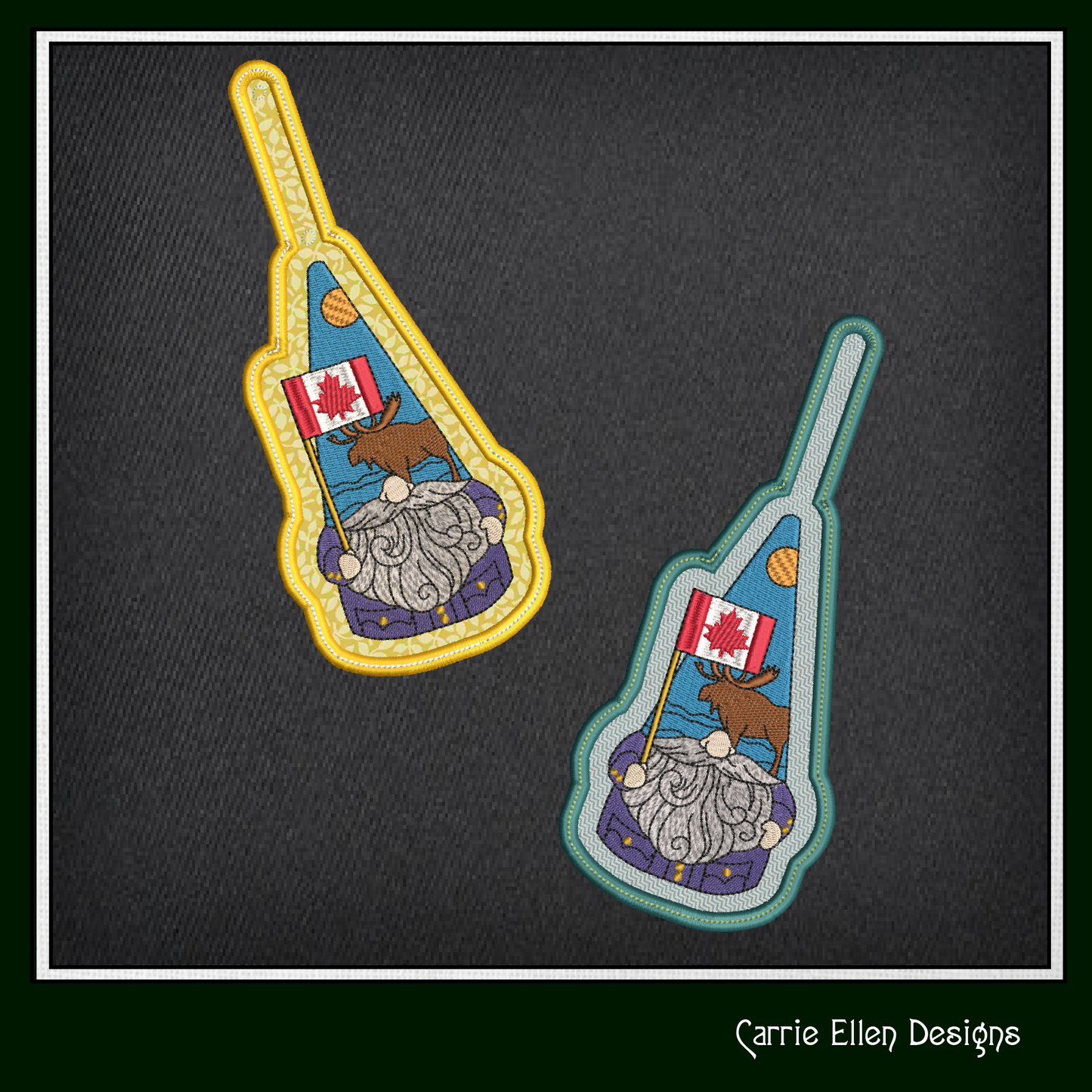 Canada Gnome ITH Key Fob Machine Embroidery Design | Canadian Flag In-The-Hoop Key Tag Project (1792)