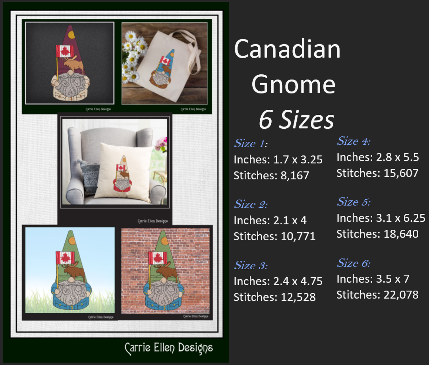 Canada Gnome Machine Embroidery Design | Cute Gnome Waving Canadian Flag | Maple Leaf Canada Day Design | 6 Sizes (1793)