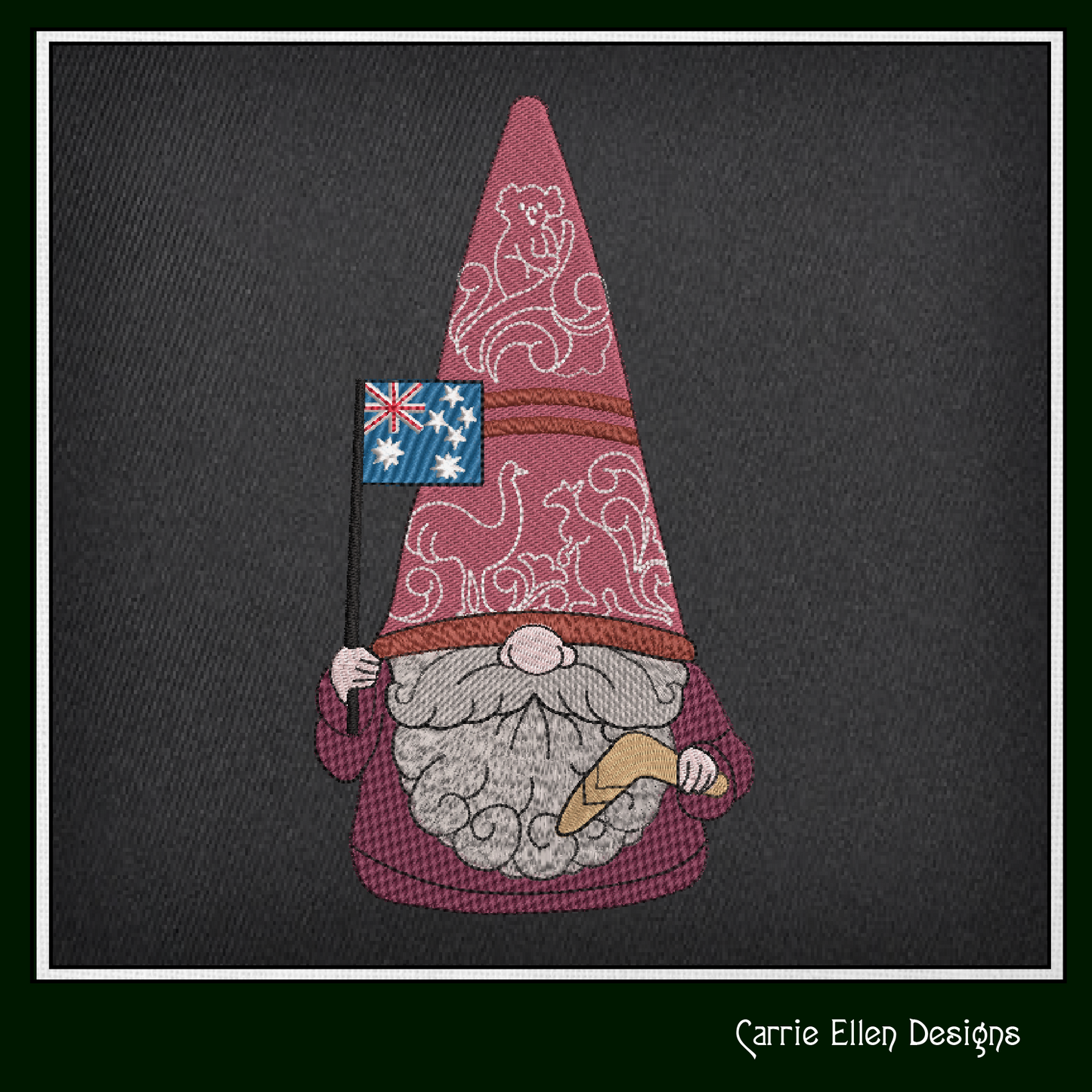 Australian Gnome Machine Embroidery Design | Cute Gnome Waving Aussie Flag | Australia Day Stitch Design | 6 Sizes (1797)
