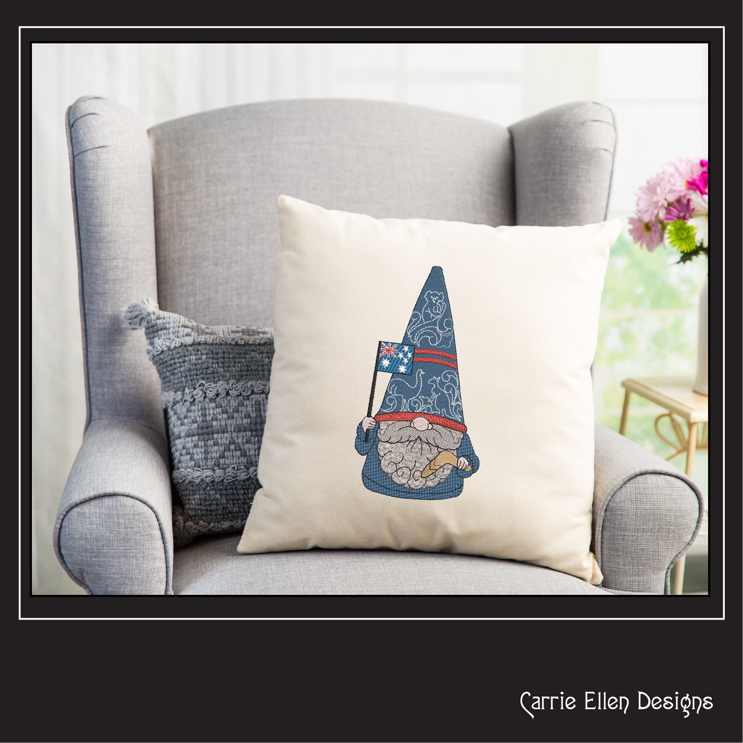 Australian Gnome Machine Embroidery Design | Cute Gnome Waving Aussie Flag | Australia Day Stitch Design | 6 Sizes (1797)