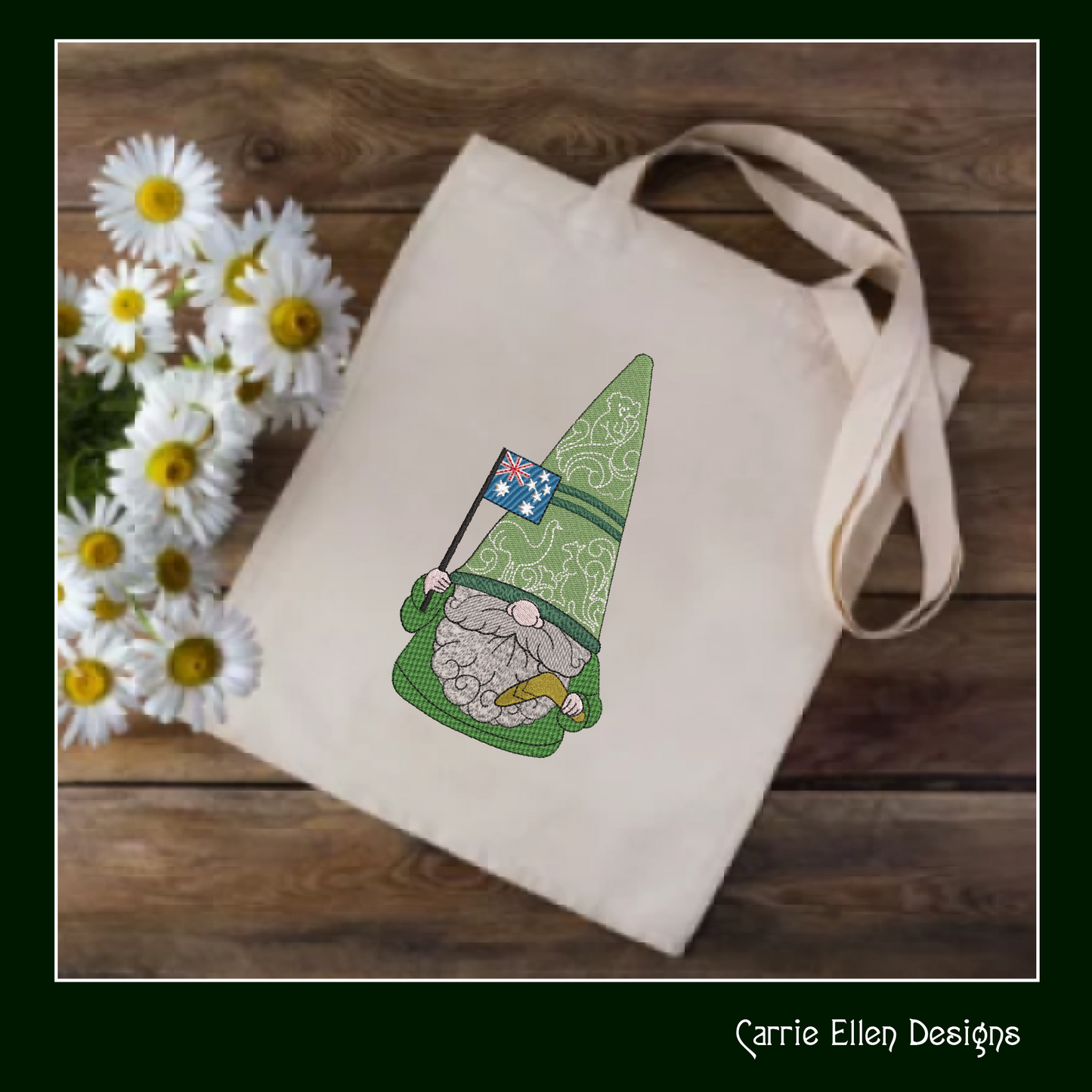 Australian Gnome Machine Embroidery Design | Cute Gnome Waving Aussie Flag | Australia Day Stitch Design | 6 Sizes (1797)