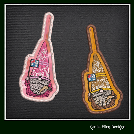 Australian Gnome ITH Key Fob Machine Embroidery Design | Aussie Flag In-The-Hoop Key Tag Project (1799)
