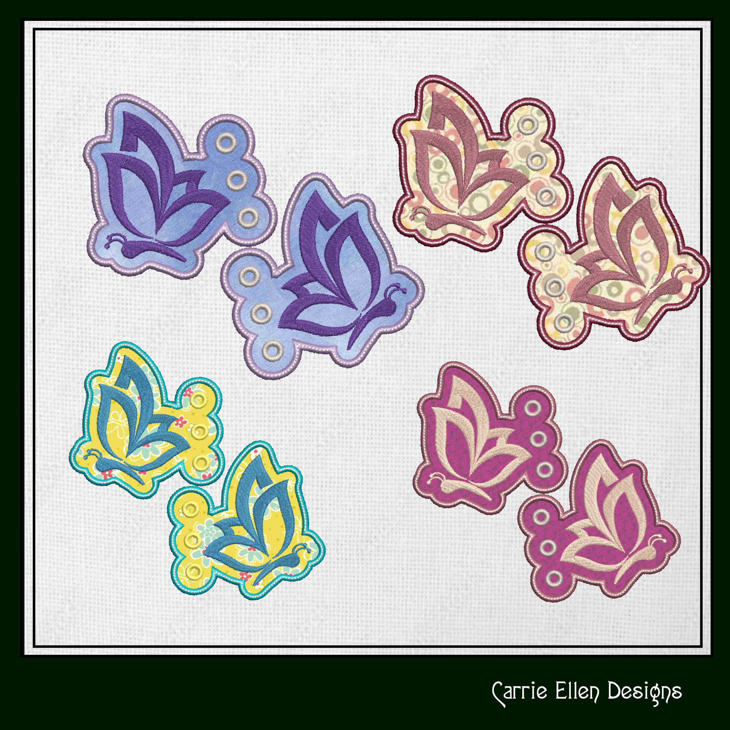 Butterfly ITH Shoe Wing Charms – In The Hoop Embroidery Design for Shoes and Boots – 4x4 & 5x7 Hoop Sizes (1803)