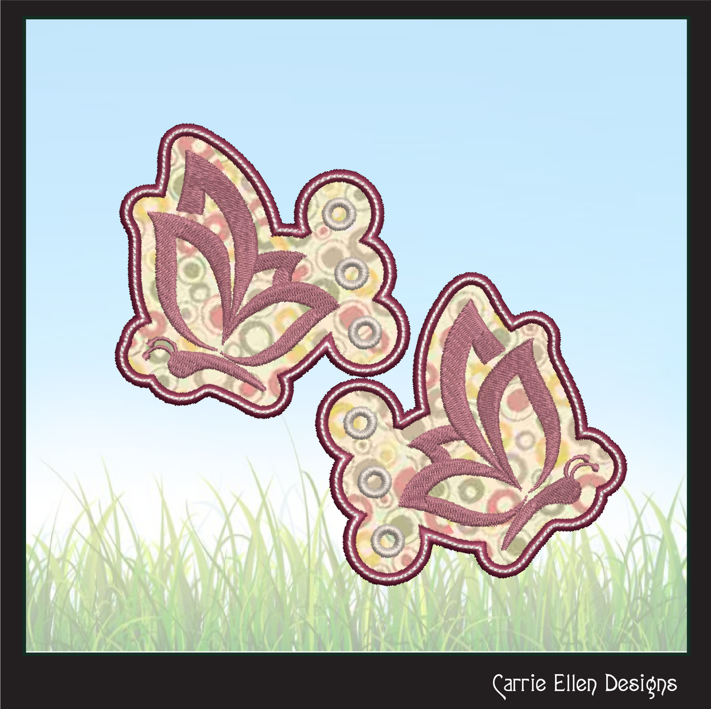 Butterfly ITH Shoe Wing Charms – In The Hoop Embroidery Design for Shoes and Boots – 4x4 & 5x7 Hoop Sizes (1803)