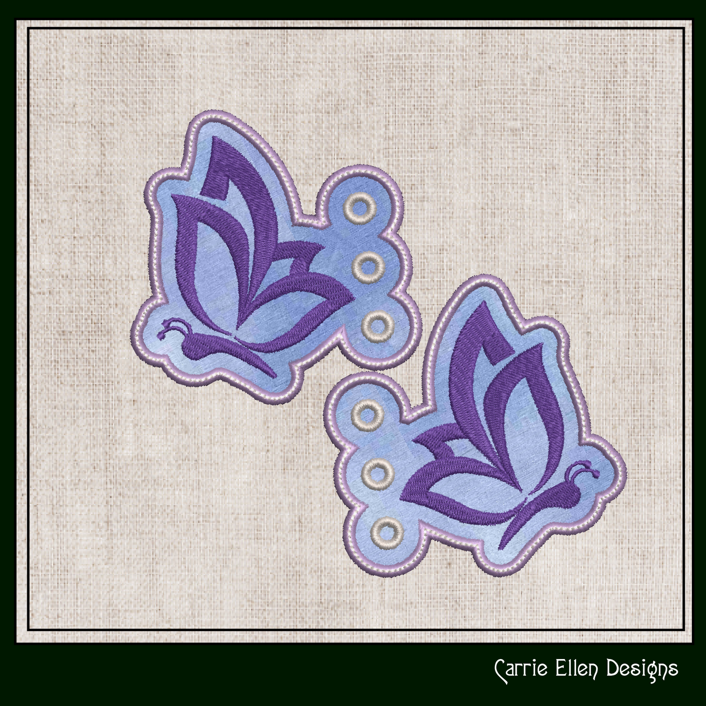 Butterfly ITH Shoe Wing Charms – In The Hoop Embroidery Design for Shoes and Boots – 4x4 & 5x7 Hoop Sizes (1803)