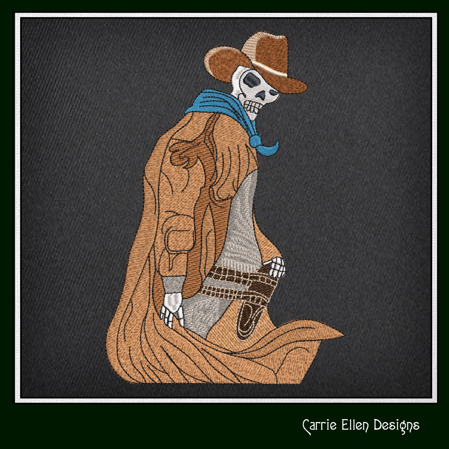 Skeleton Cowboy Machine Embroidery Design | Wild West Ghost Rider Pattern | Spooky Western Halloween Design | 6 Sizes (1807)