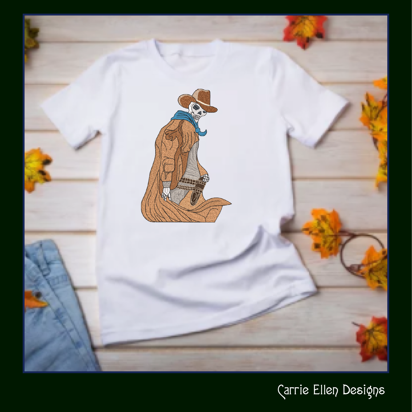 Skeleton Cowboy Machine Embroidery Design | Wild West Ghost Rider Pattern | Spooky Western Halloween Design | 6 Sizes (1807)