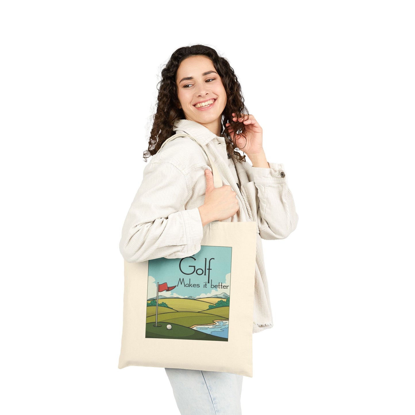 Life is Good, Golf Makes it Better Cotton Canvas Tote Bag – Eco-Friendly Reusable Golf Tote, Perfect Gift for Golf Lovers