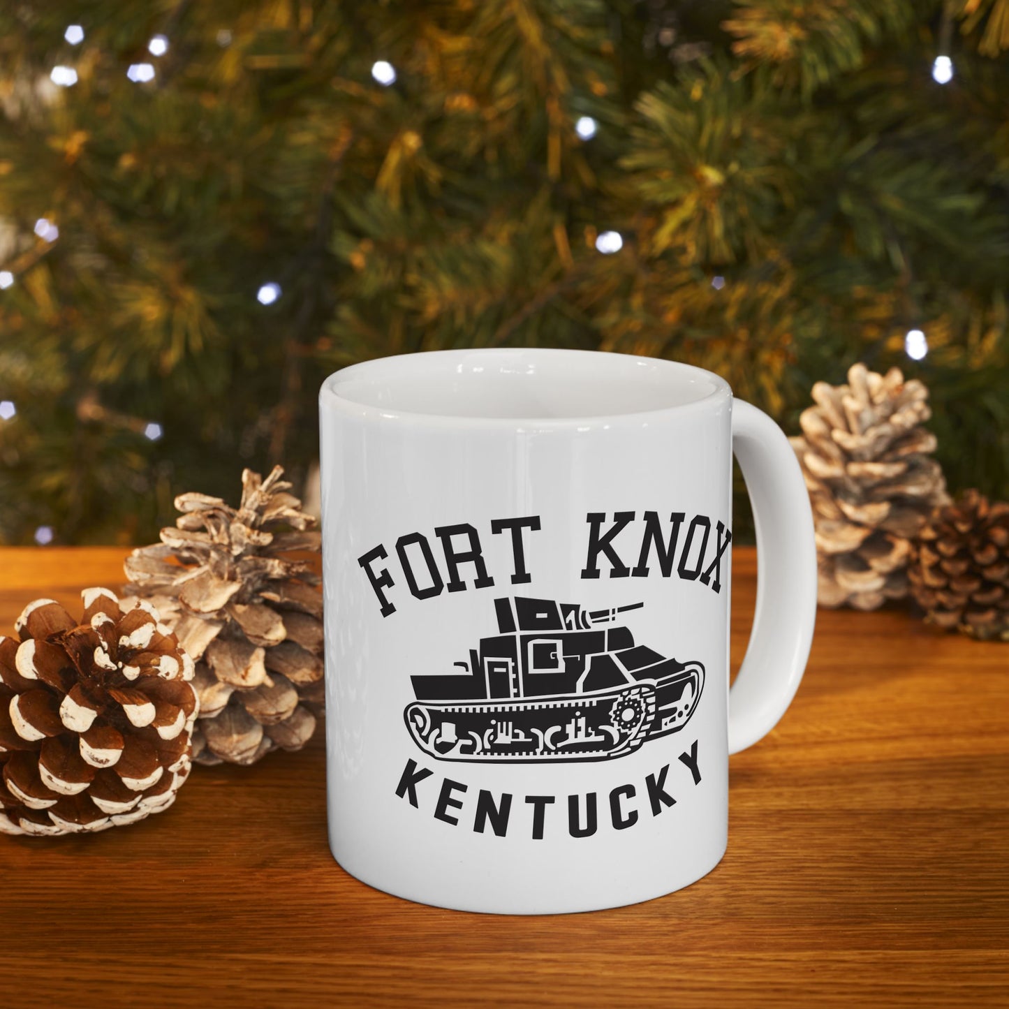 Fort Knox Kentucky Army Tank Ceramic Mug – Vintage WWII U.S. Army Graphic Reproduction – 11oz & 15oz Sizes (P-6048)