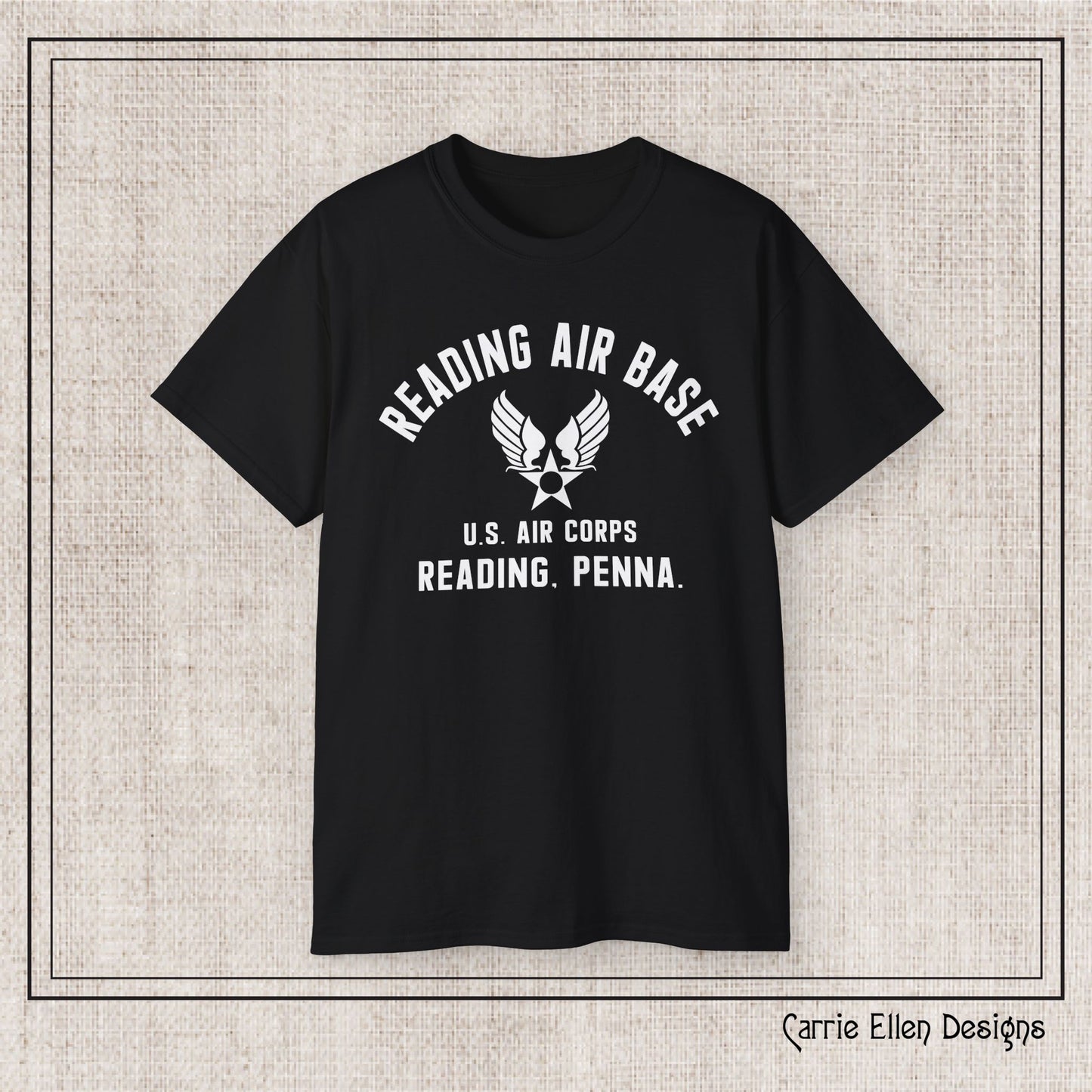 Reading Air Base Short Sleeve Cotton T-Shirt, Vintage WWII Military Design – Heavyweight 100% Cotton Tee (P-6037)