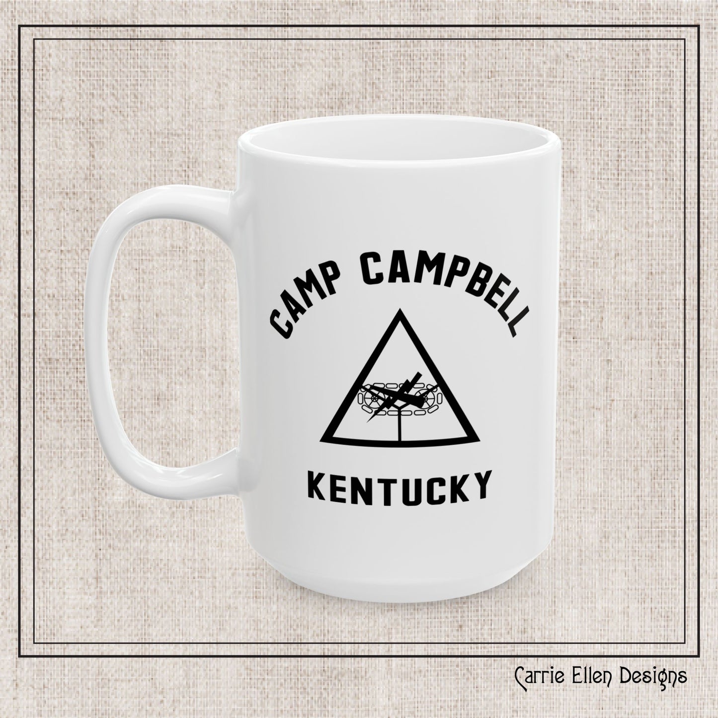 Camp Campbell Kentucky Ceramic Mug – Vintage WWII U.S. Army Graphic Reproduction – 11oz & 15oz Sizes (P-6058)