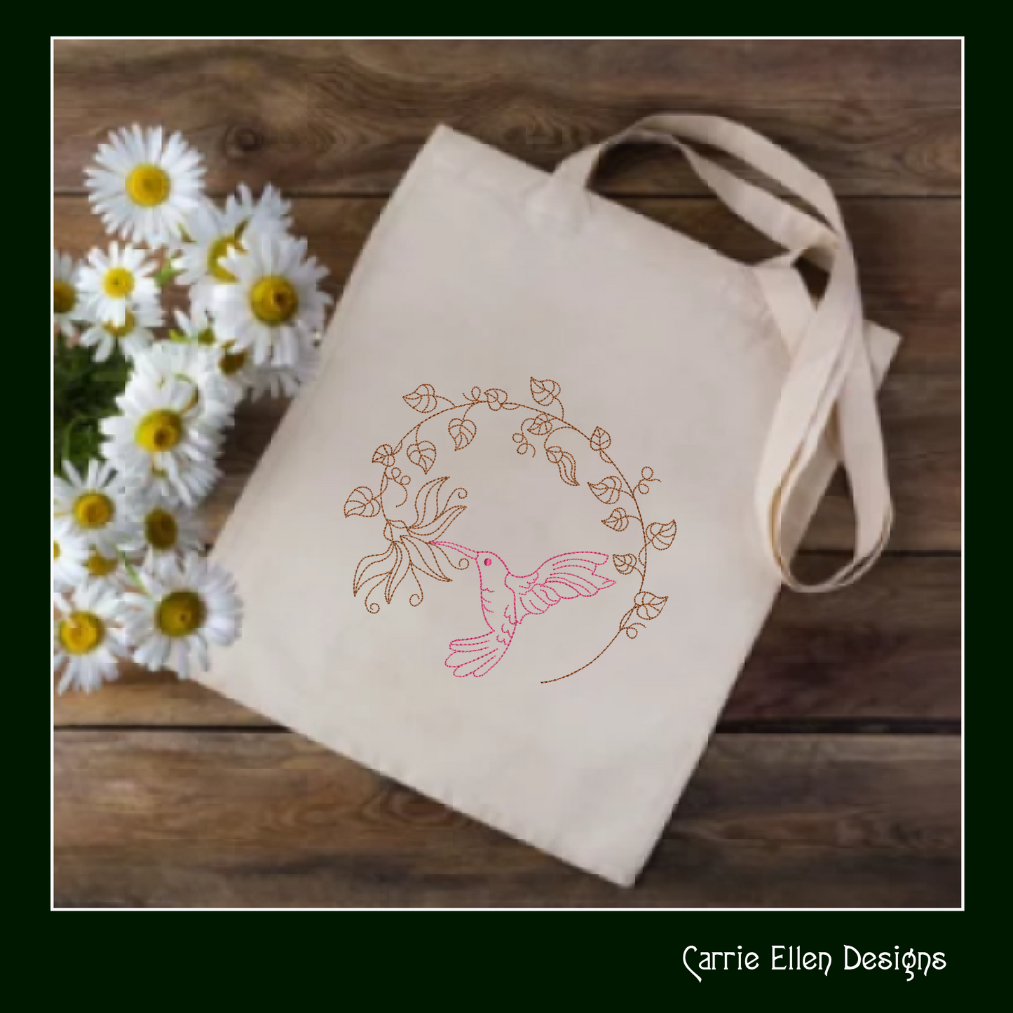 Hummingbird Wreath Machine Embroidery Design | Artistic Sketch of Bird with Leaves | Nature-Inspired Embroidery | 6 Sizes (1843)