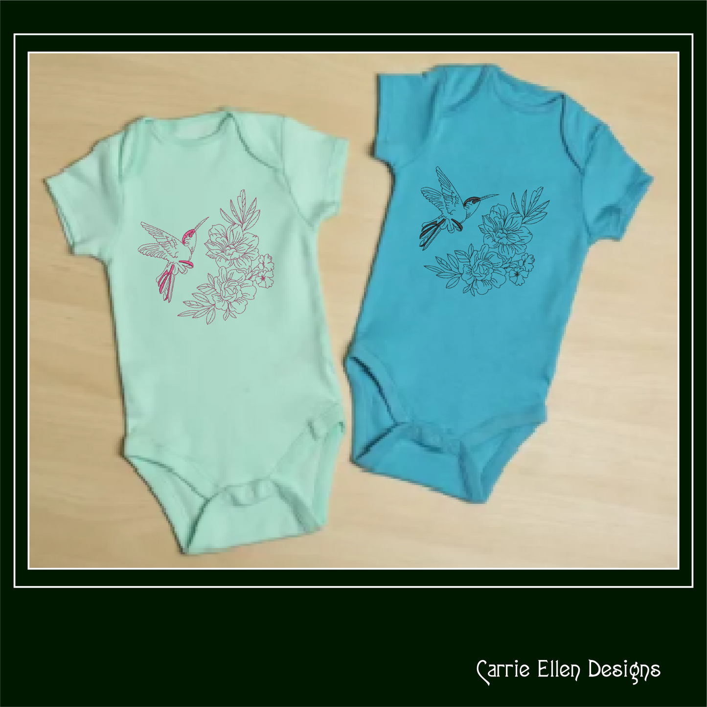 Hummingbird Machine Embroidery Design | Flying Bird with Flowers | Artistic Sketch Embroidery | 6 Sizes (1845)