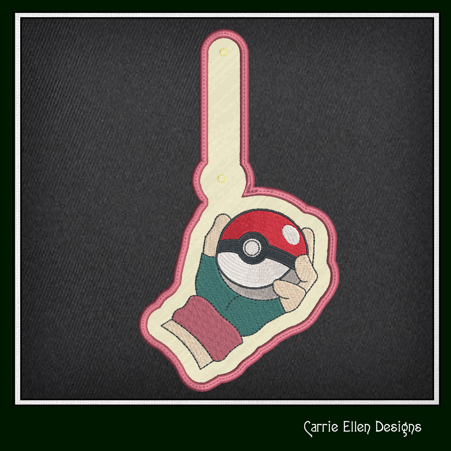 Pokéball ITH Key Fob Machine Embroidery Design | Pokémon In-The-Hoop Key Tag Project (1856)