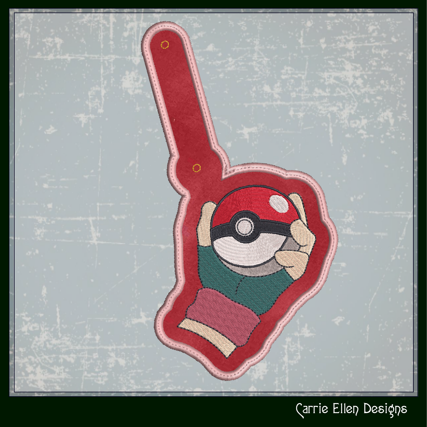 Pokéball ITH Key Fob Machine Embroidery Design | Pokémon In-The-Hoop Key Tag Project (1856)