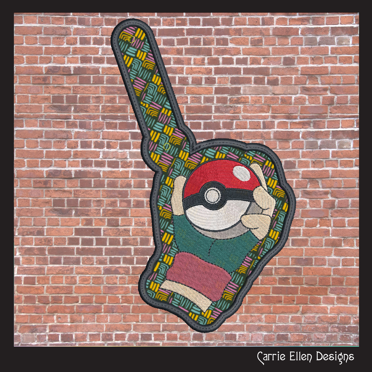Pokéball ITH Key Fob Machine Embroidery Design | Pokémon In-The-Hoop Key Tag Project (1856)