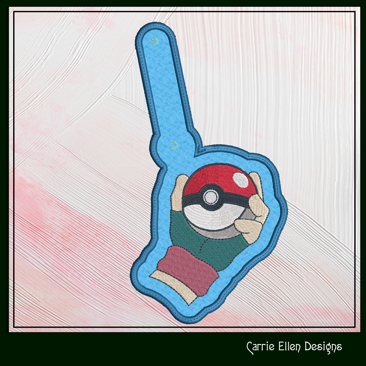 Pokéball ITH Key Fob Machine Embroidery Design | Pokémon In-The-Hoop Key Tag Project (1856)