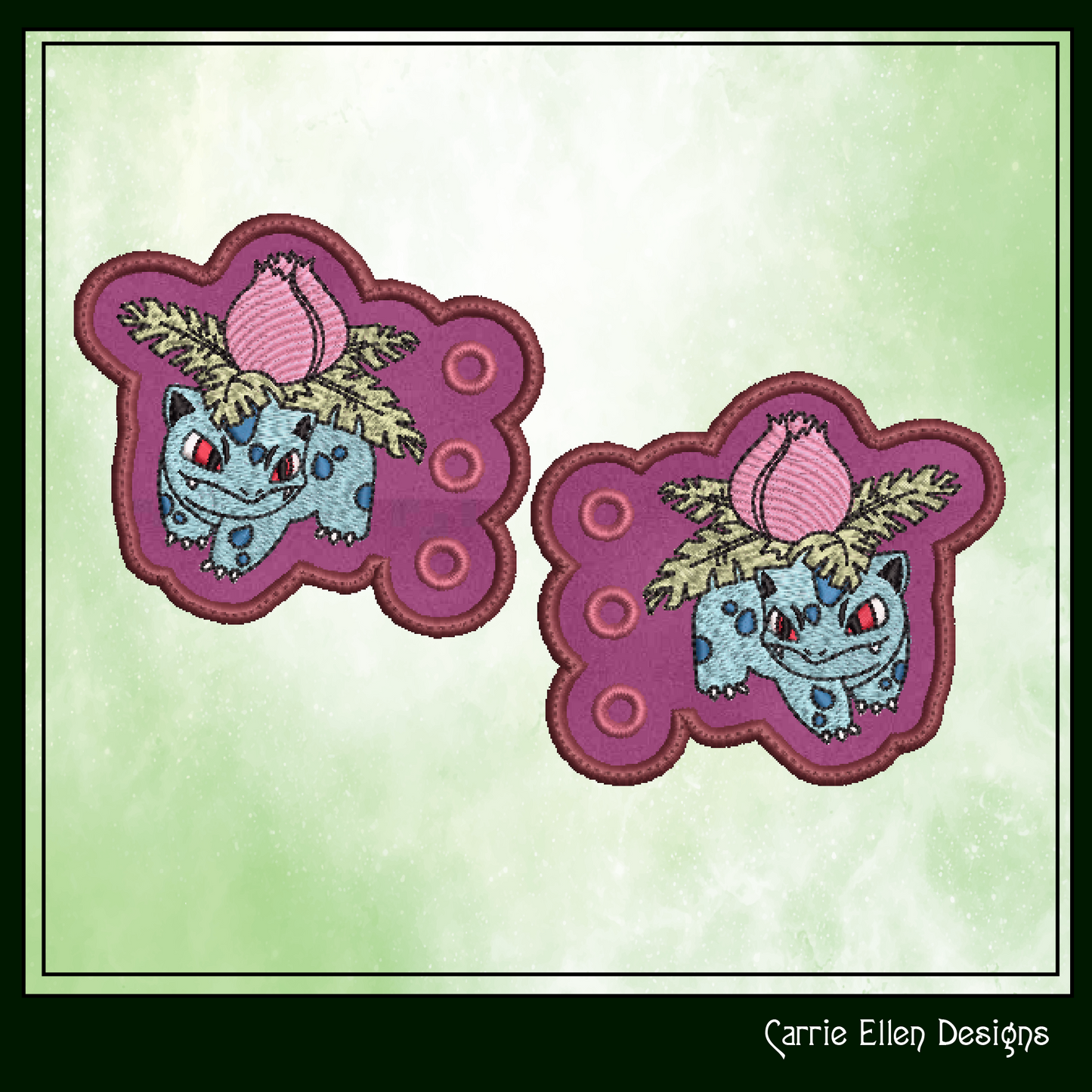 Ivysaur Shoe Wing Machine Embroidery Design – Venusaur Pokémon In The Hoop Shoelace Wings for Shoes and Boots – 4x4 & 5x7 Hoop (1860)