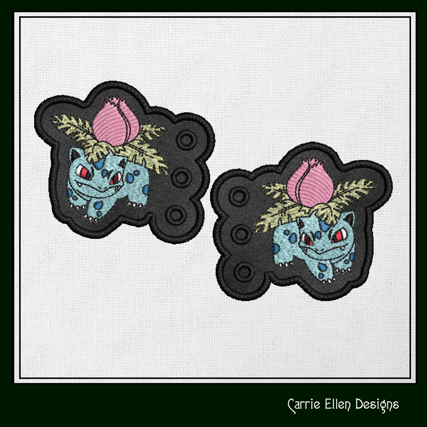 Ivysaur Shoe Wing Machine Embroidery Design – Venusaur Pokémon In The Hoop Shoelace Wings for Shoes and Boots – 4x4 & 5x7 Hoop (1860)
