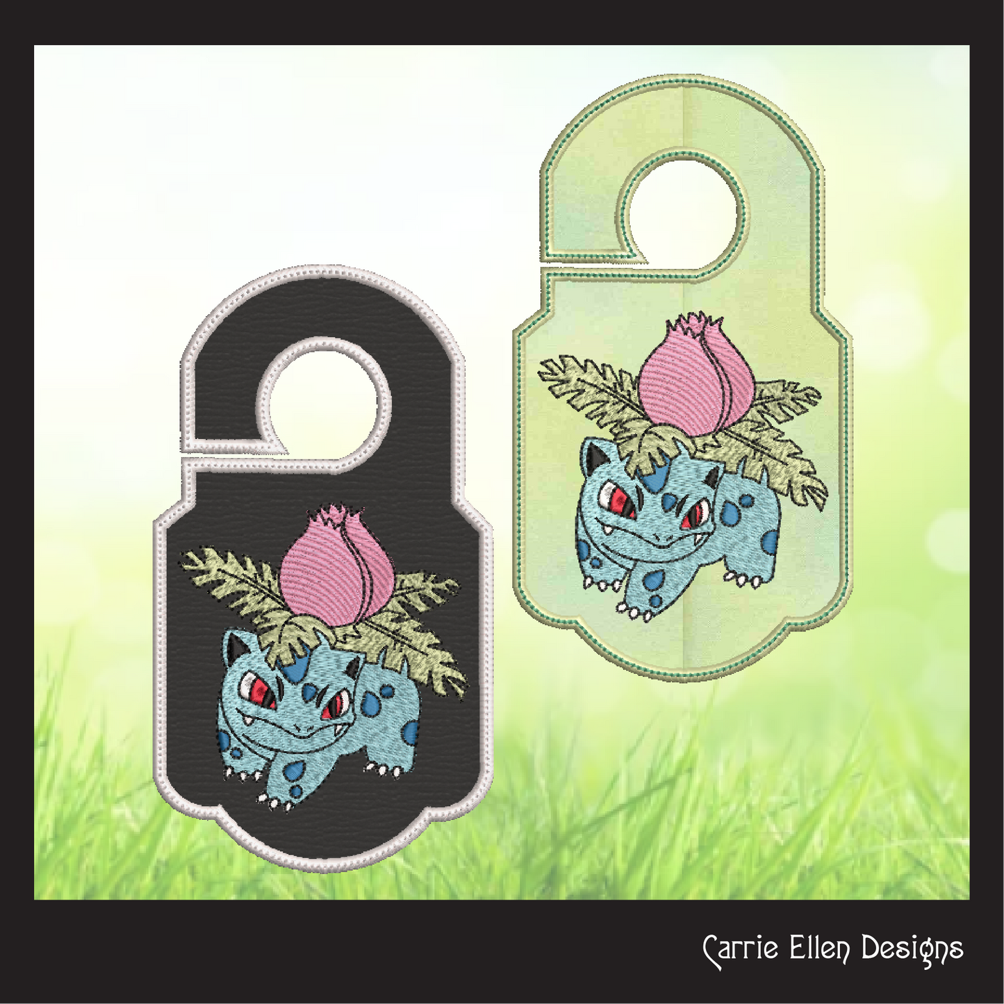 Ivysaur Door Knob Hanger Machine Embroidery Design, Pokémon Ivysaur Venasaur, In The Hoop Machine Embroidery Project (1863)