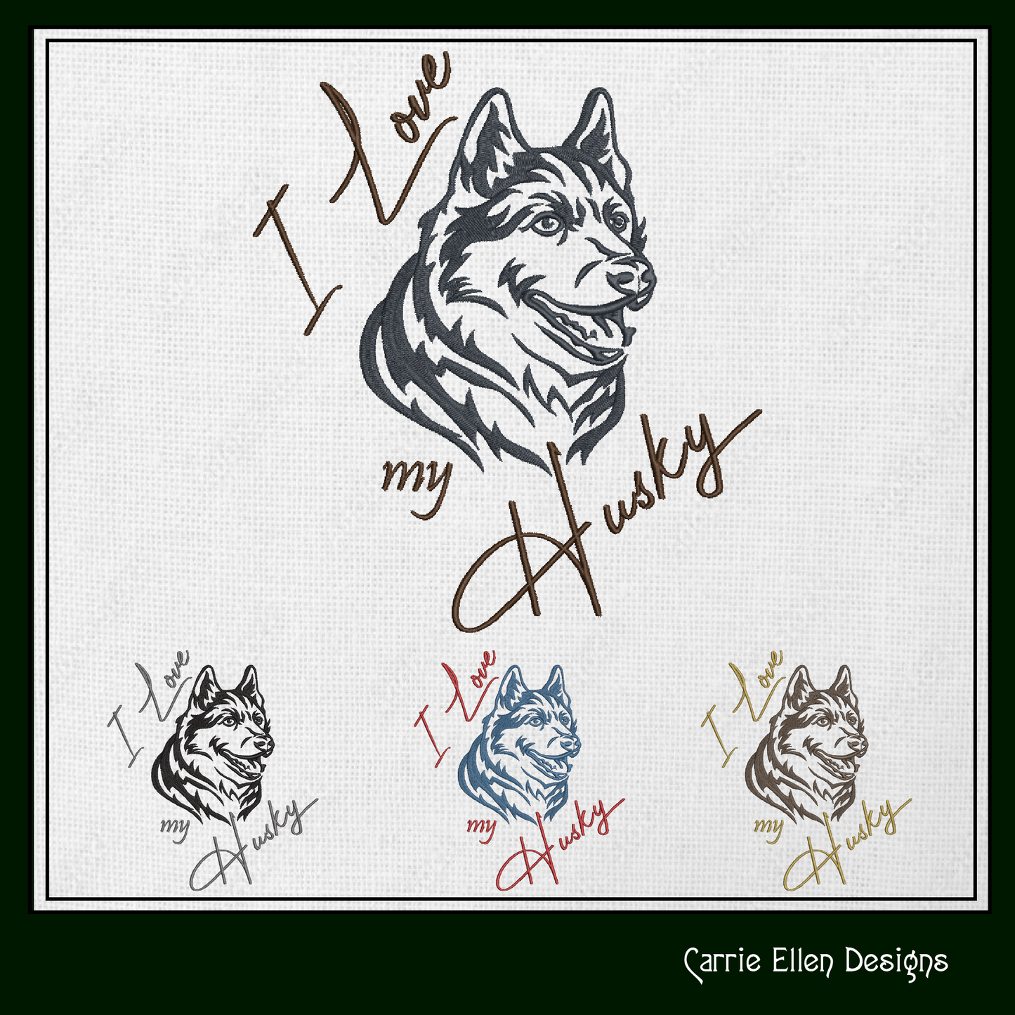Love My Husky Machine Embroidery Design | Husky Dog Lover Gift | Pet Animal Embroidery Pattern | 6 Sizes (1865)