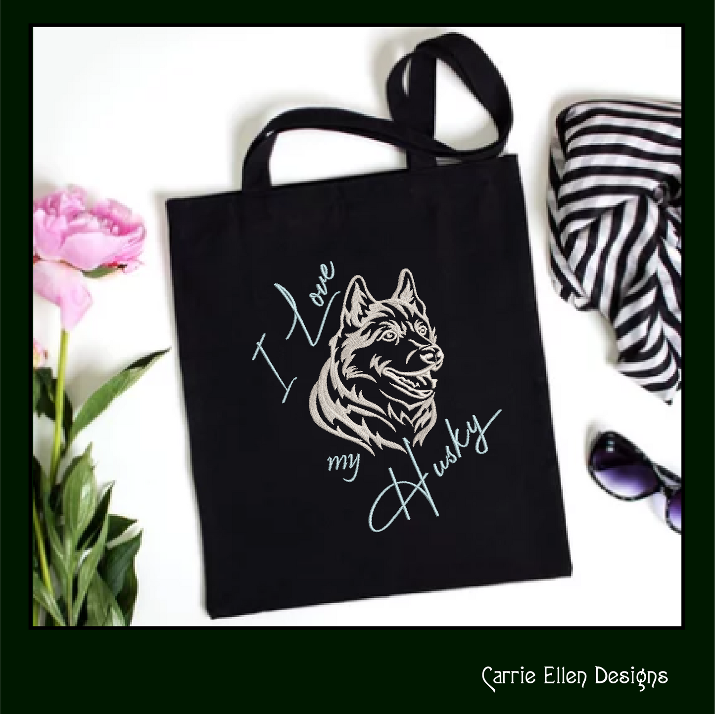 Love My Husky Machine Embroidery Design | Husky Dog Lover Gift | Pet Animal Embroidery Pattern | 6 Sizes (1865)